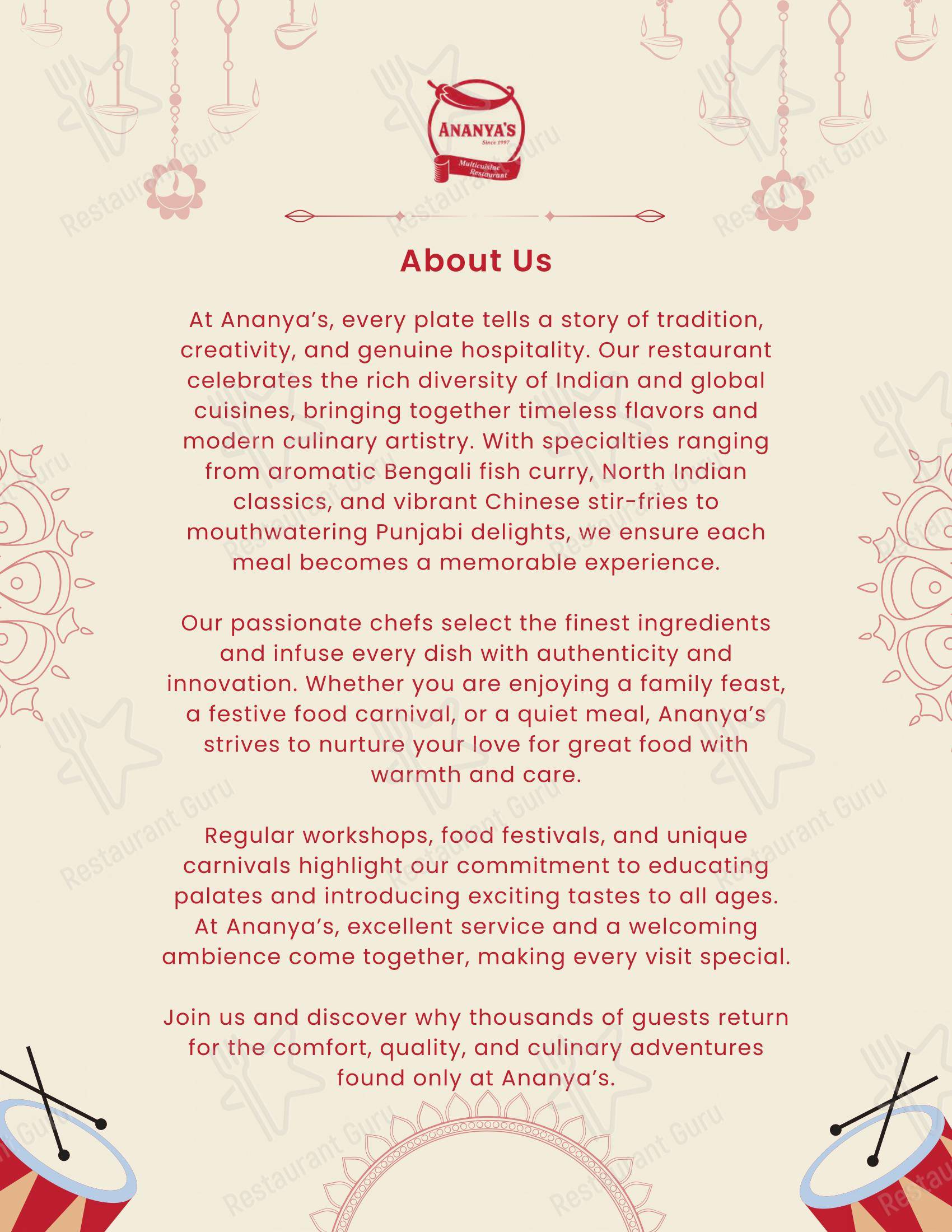 Ananya's Multicuisine Restaurant in Durgapur - Menu