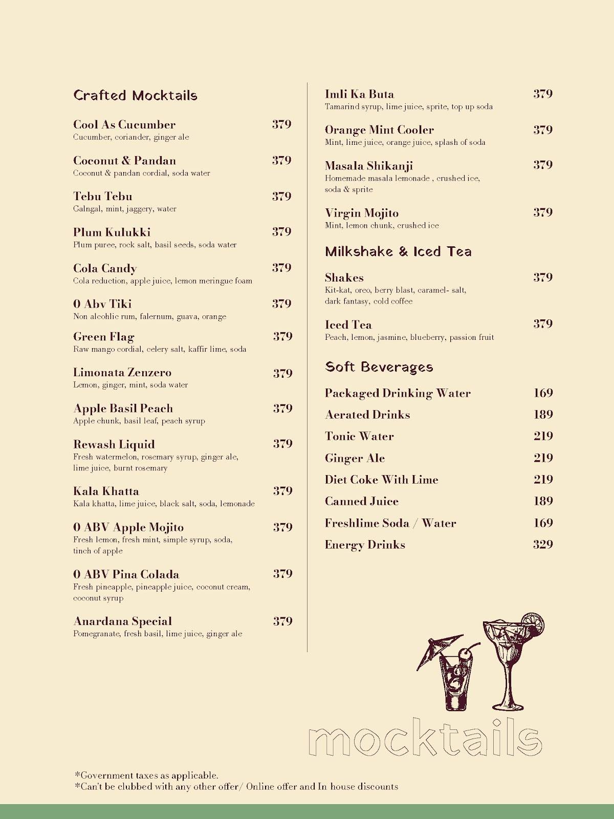 Anardana - East Delhi menu