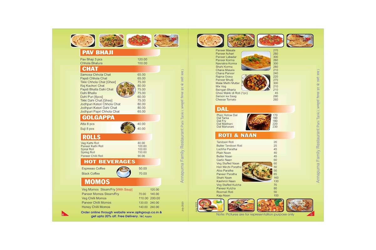 Annapurna Pizza Hut menu