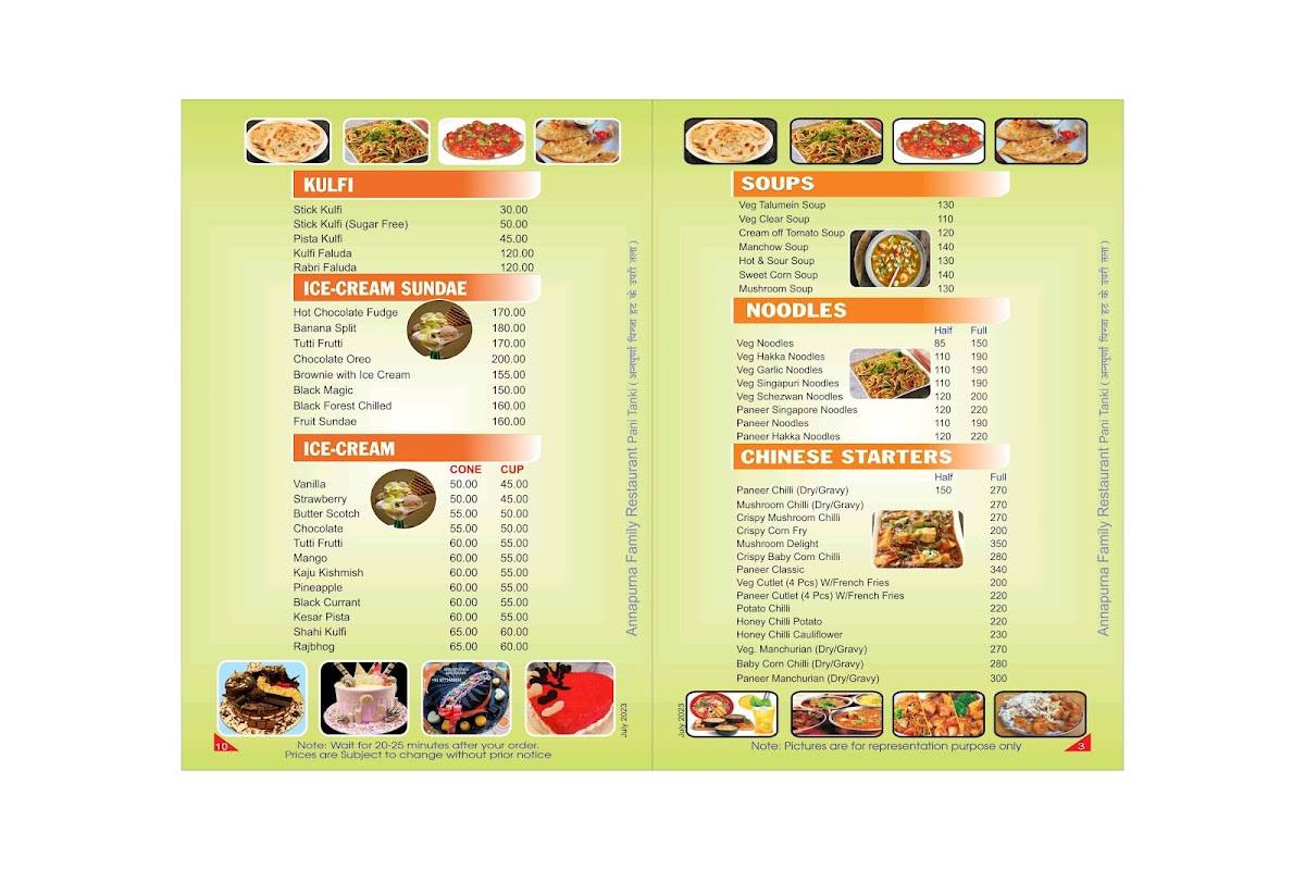 Annapurna Pizza Hut menu