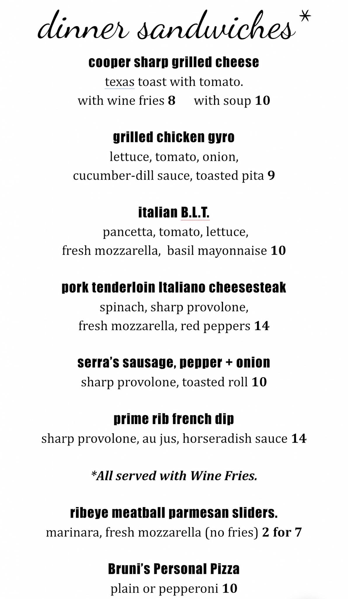 Menu at Annata Wine Bar, Hammonton