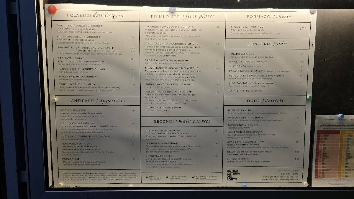 Menu di Antica Osteria del Porto 