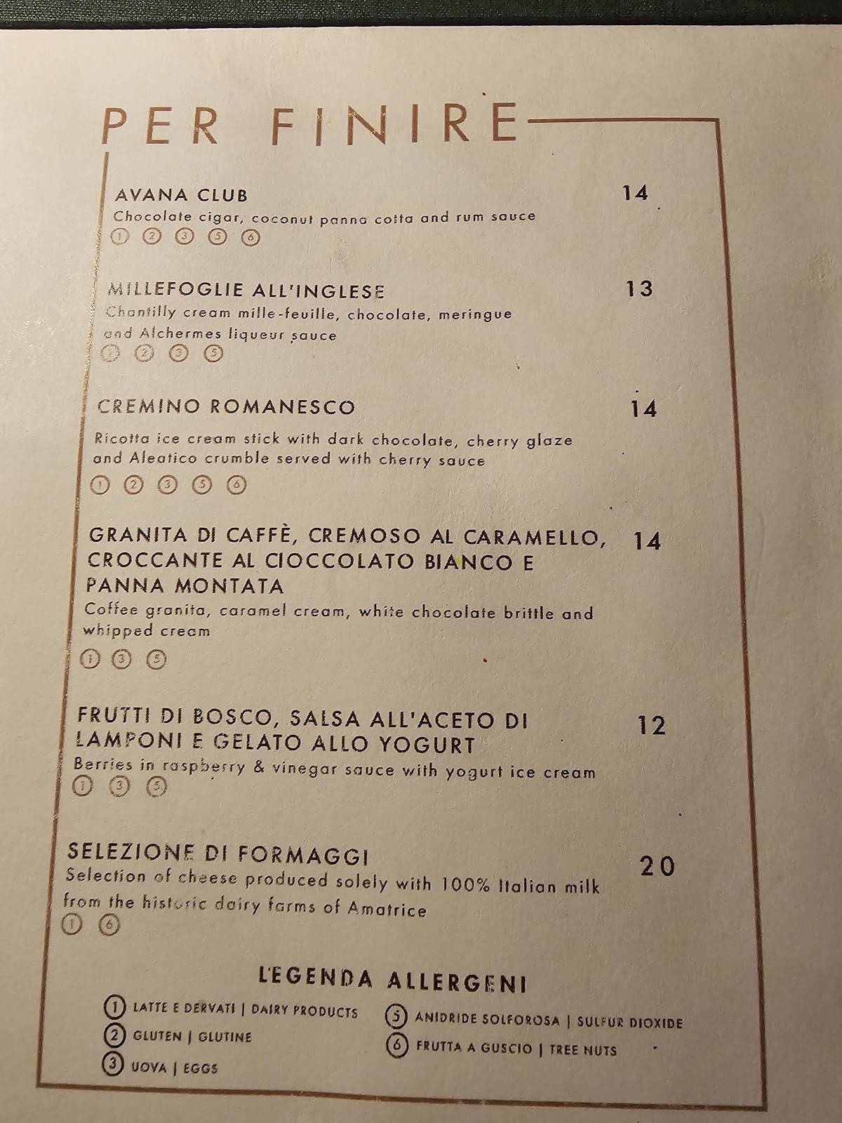 Menu di Antica Pesa 