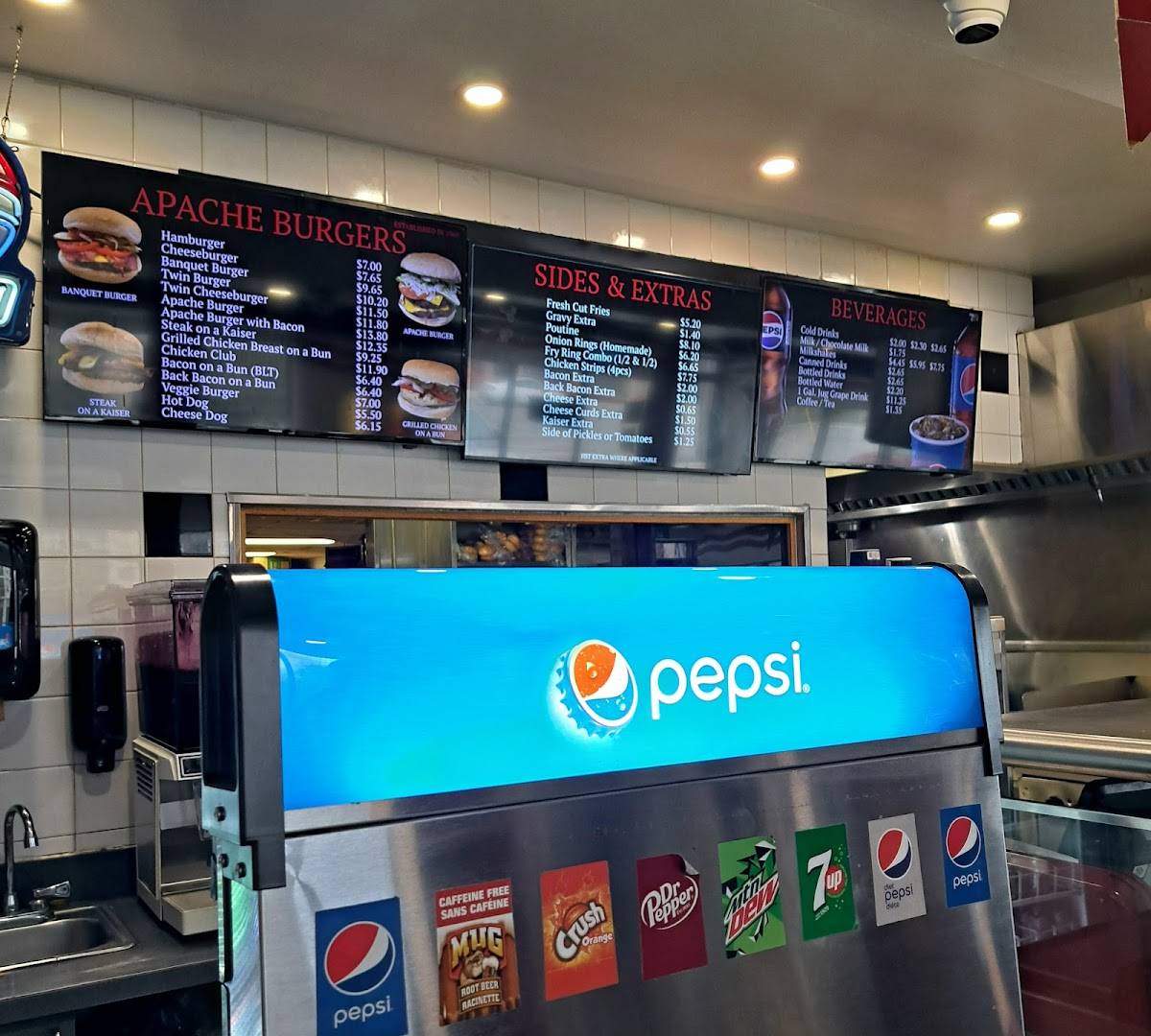 Menu de Apache Burgers