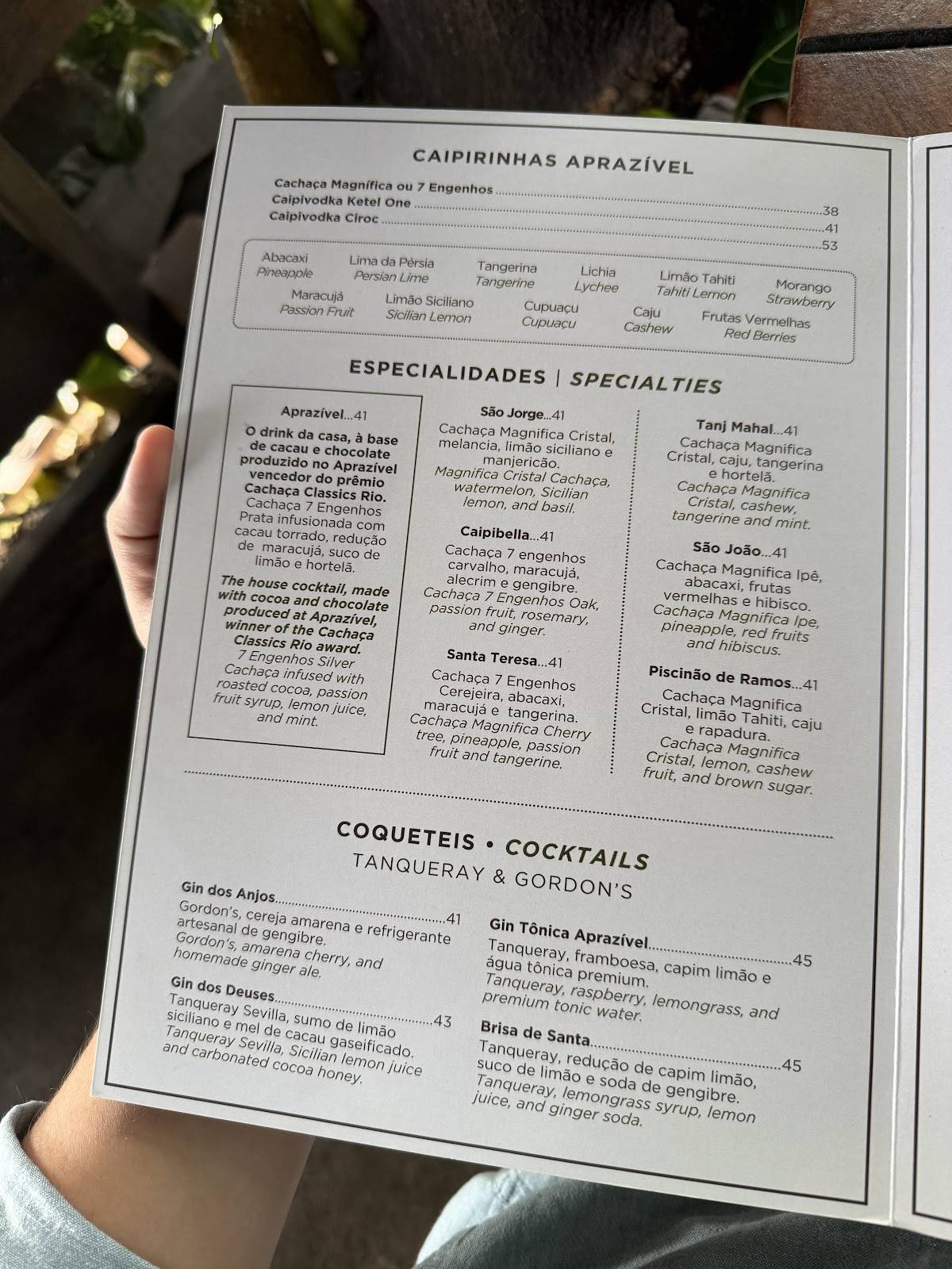 Aprazível cardápio