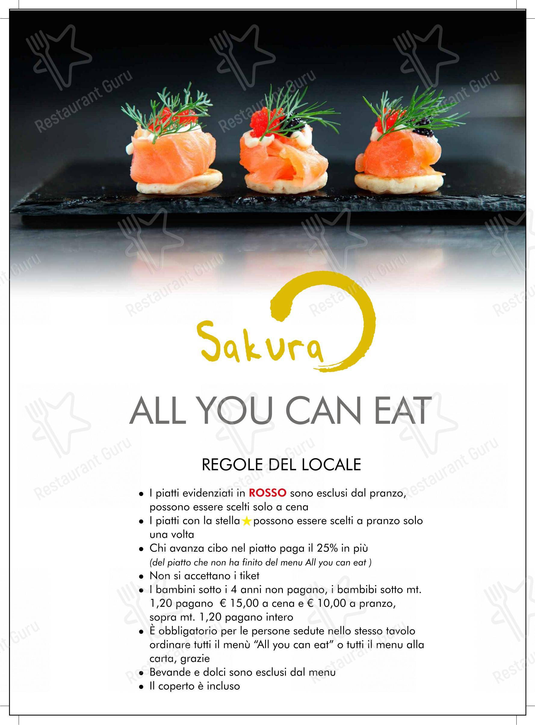 Ristorante Giapponese Sakura in Arezzo - Menu