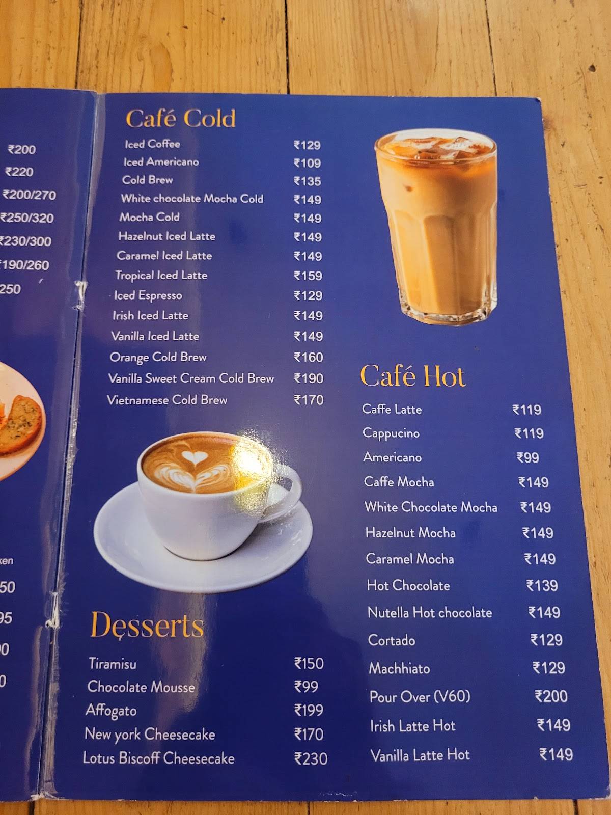 Aromagasms cafe menu