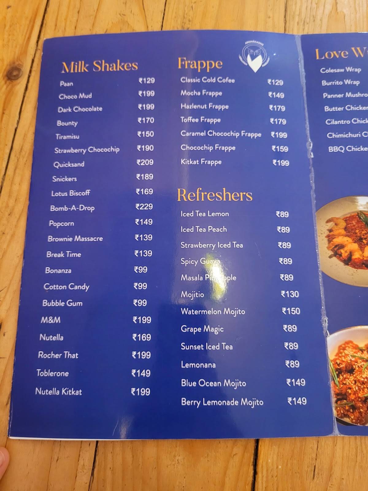 Aromagasms cafe menu