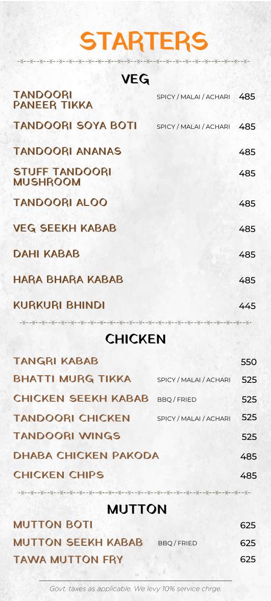 Sukkha menu