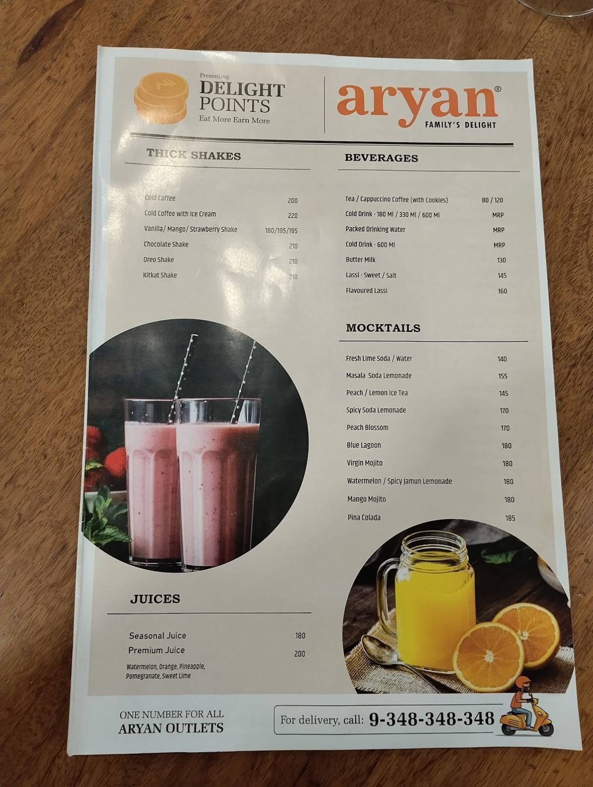 Aryan Gomtinagar menu