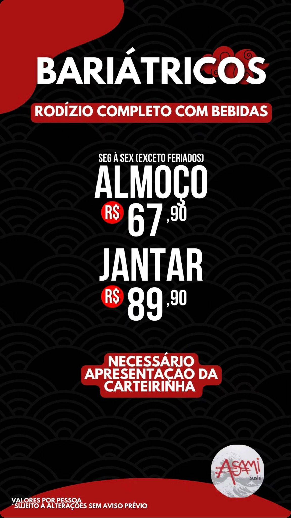 Asami Sushi cardápio