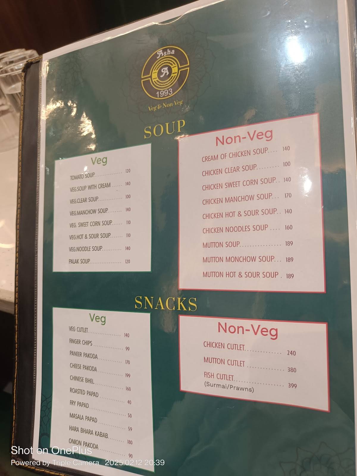 Hotel Asha - Veg & Non-veg menu