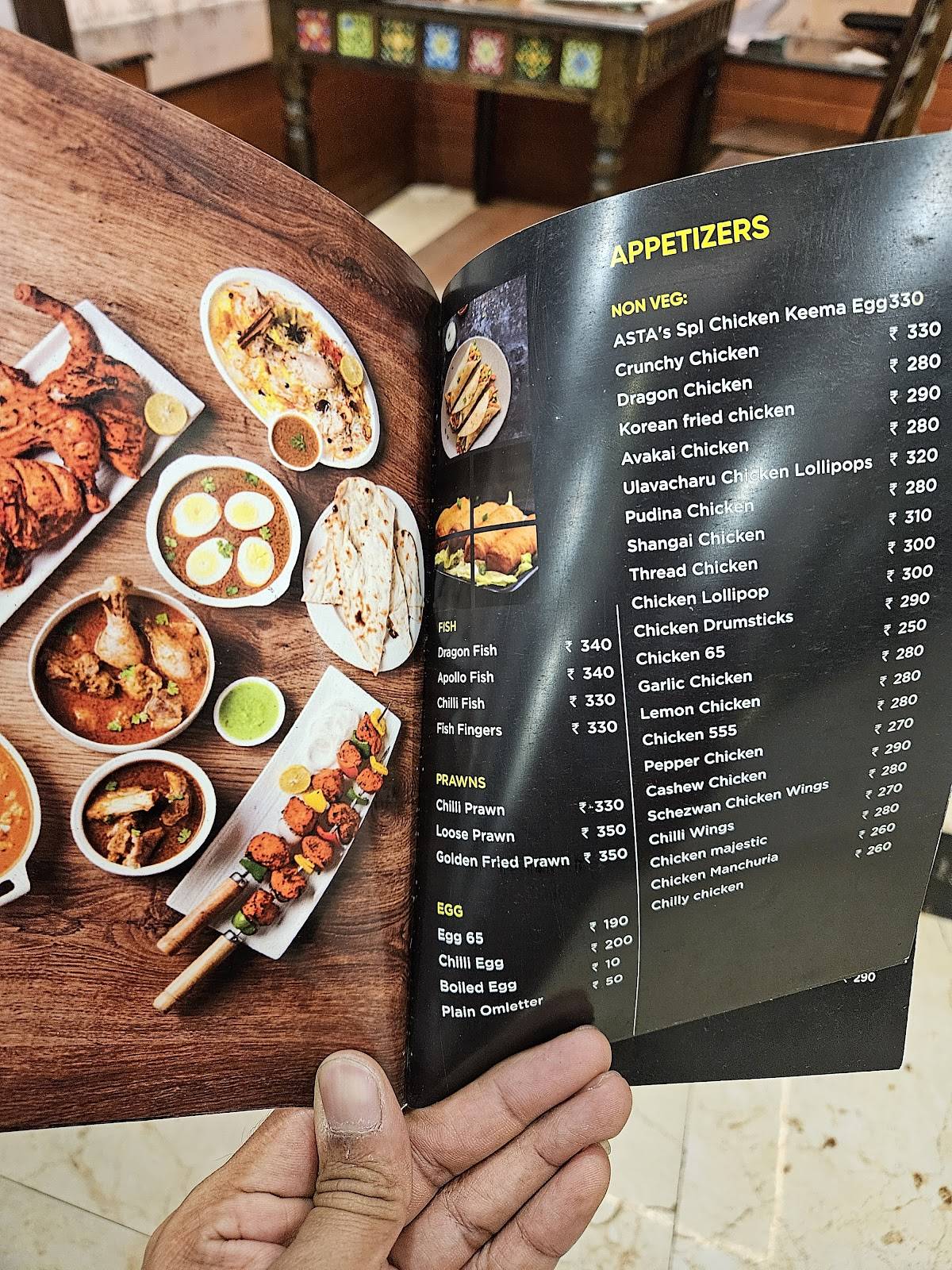 Asta's Desi Darbar menu