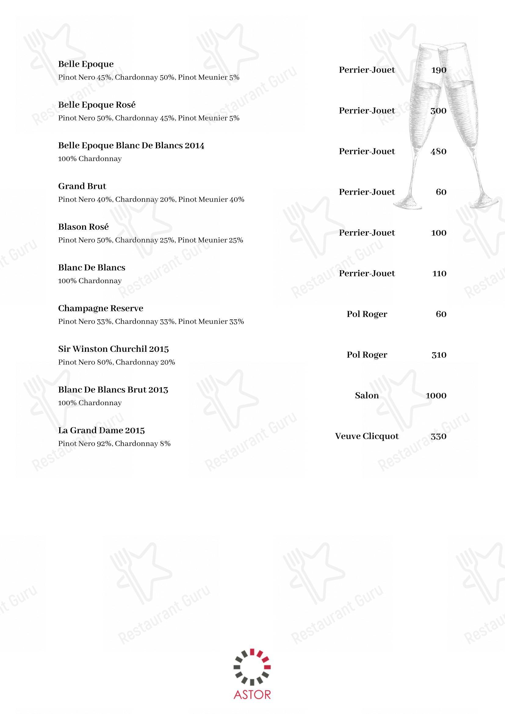 Menu di Astor - Menu