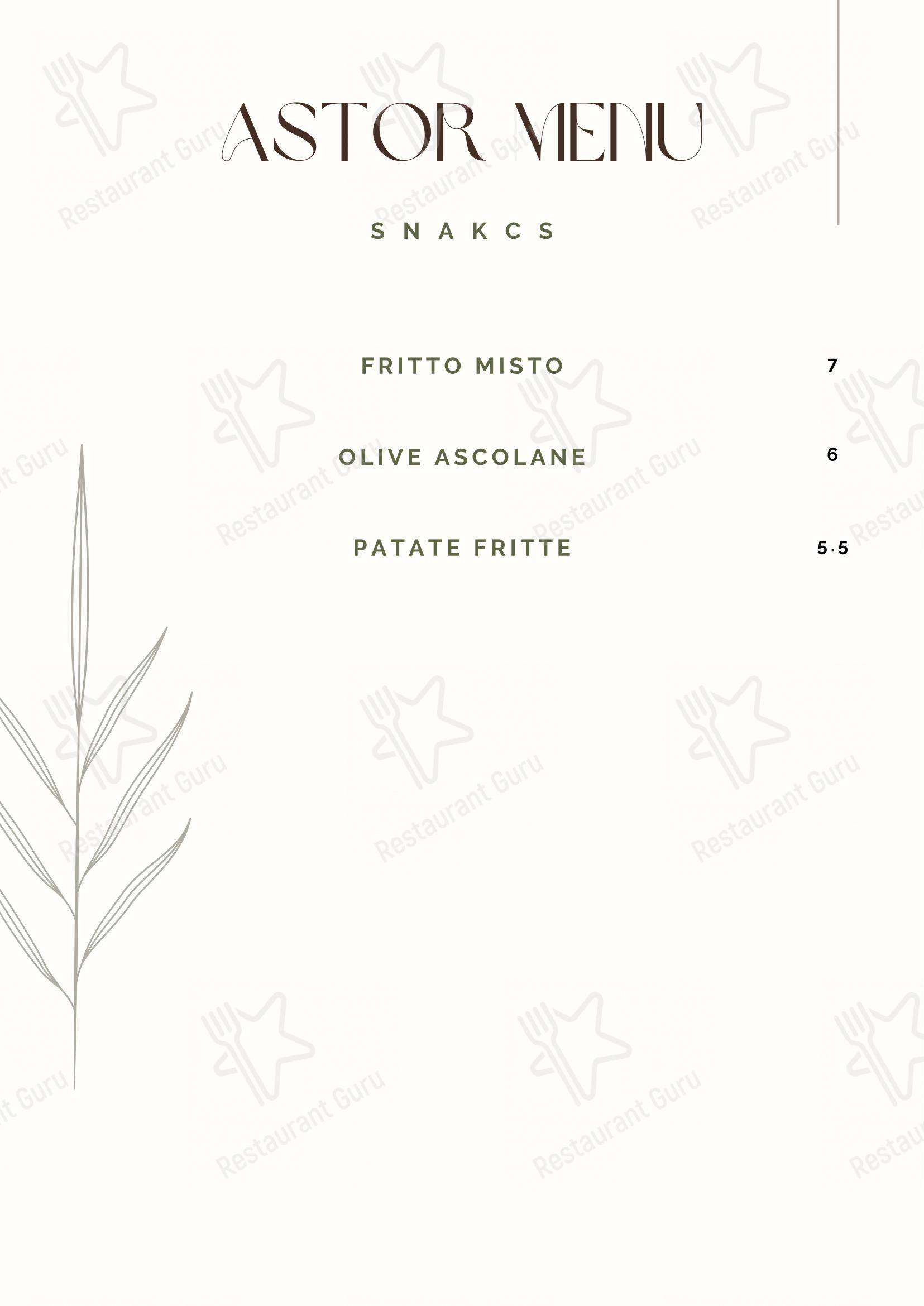 Menu per Astor pub & bar