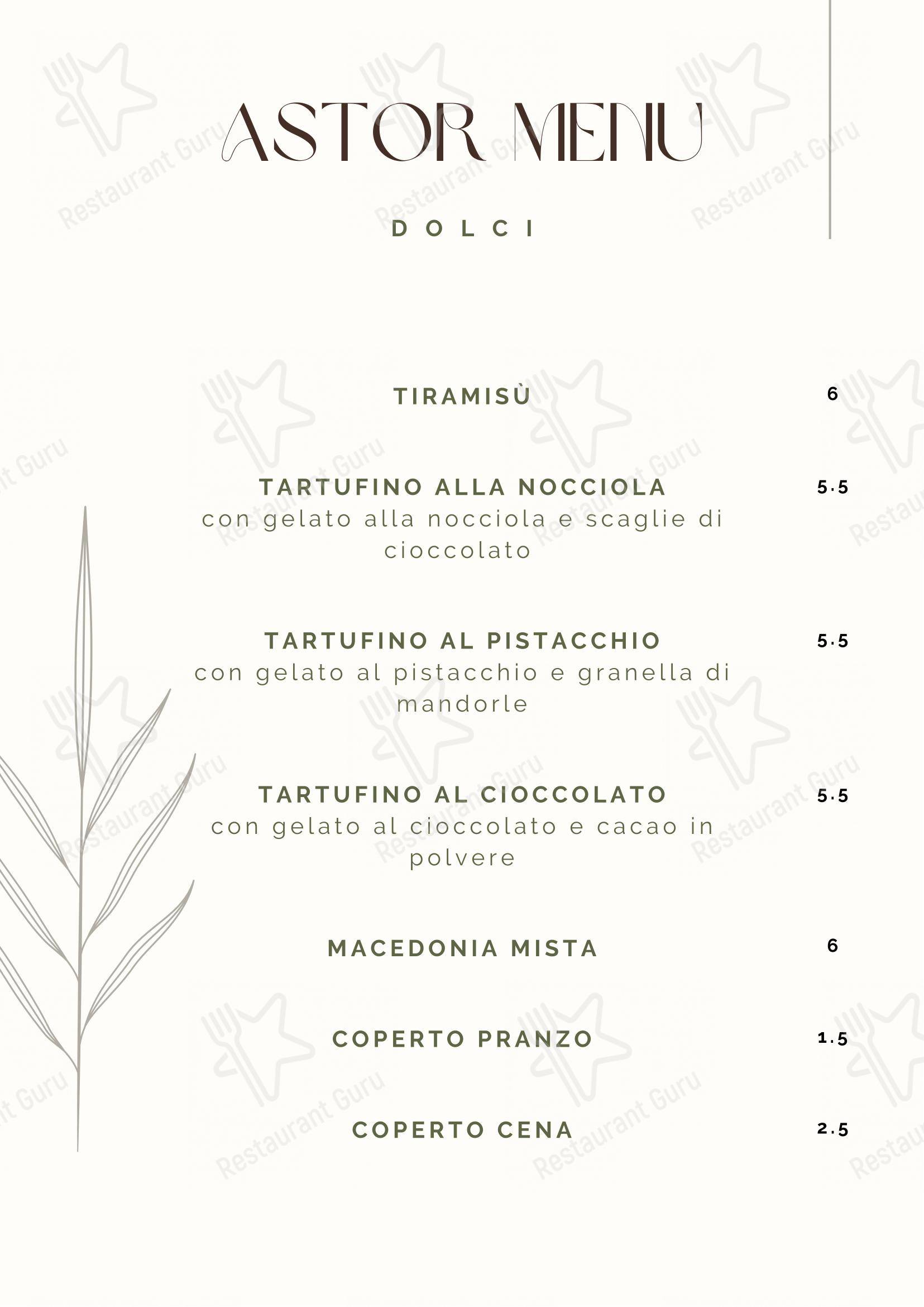 Menu per Astor pub & bar