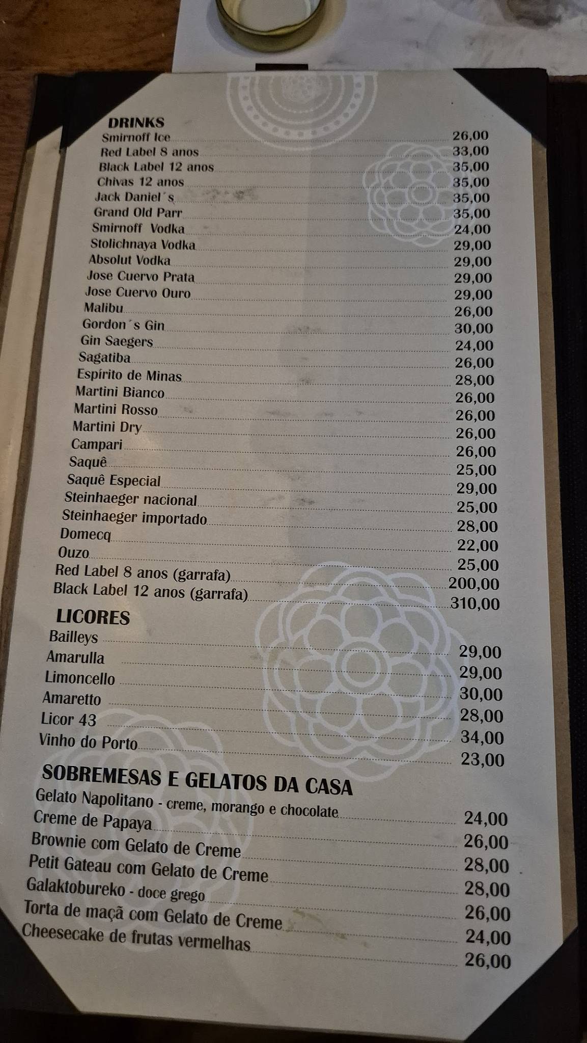 Athenas Restaurante cardápio