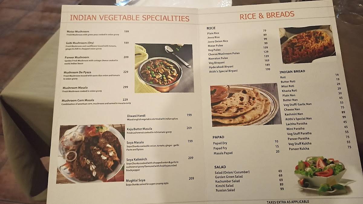 Atithi restaurant menu