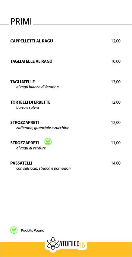 Menu di Atomico 16 