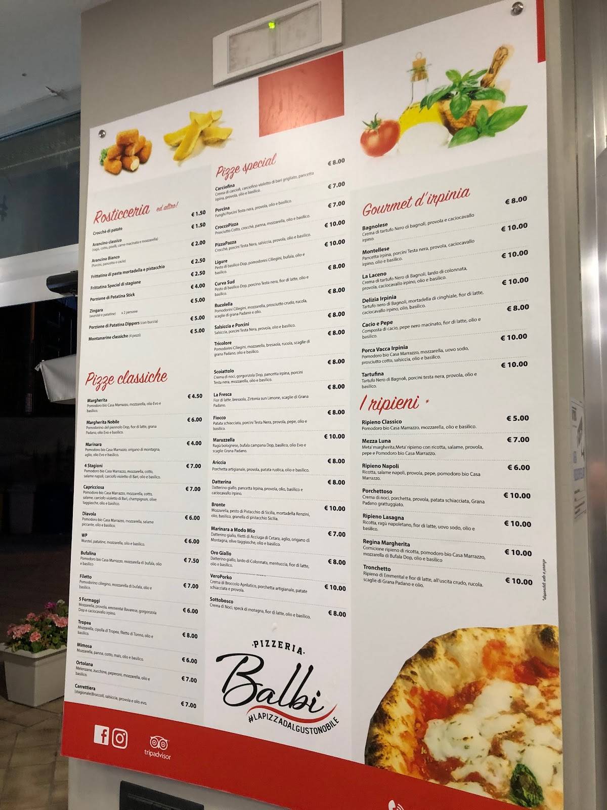 Menu di Pizzeria Balbi 