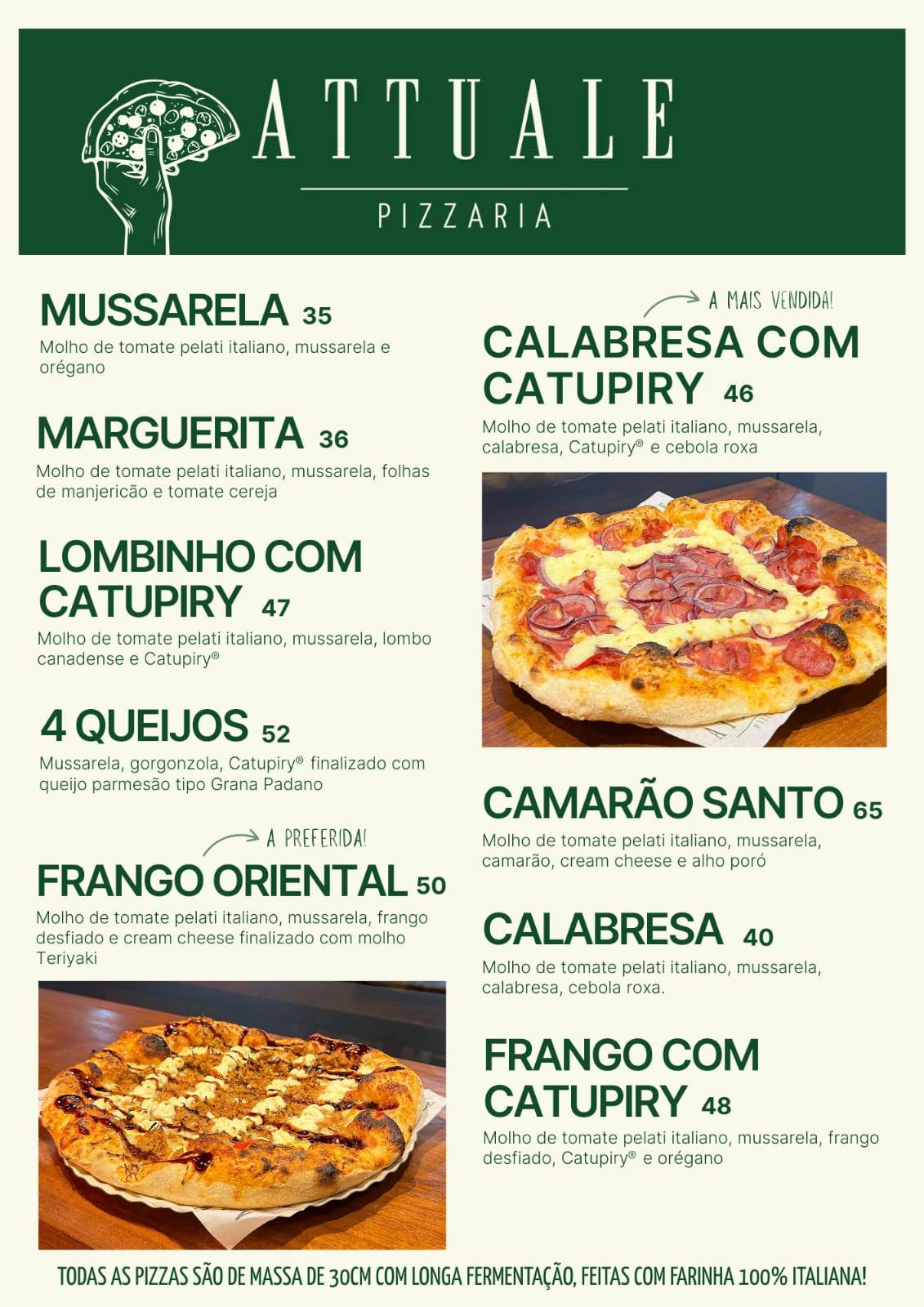 Attuale Pizzaria cardápio