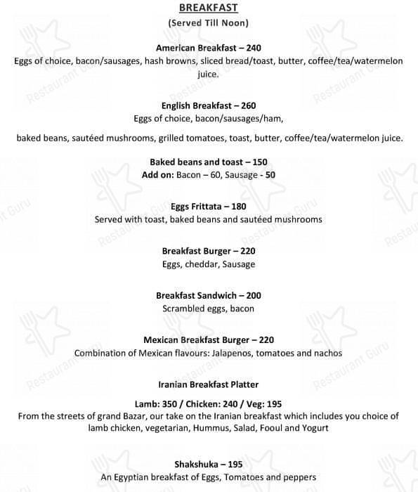 Autumn Leaf Cafe menu