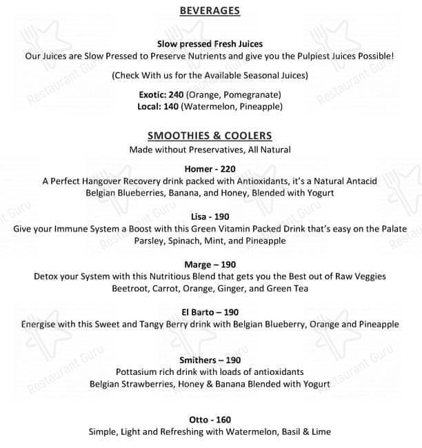 Autumn Leaf Cafe menu