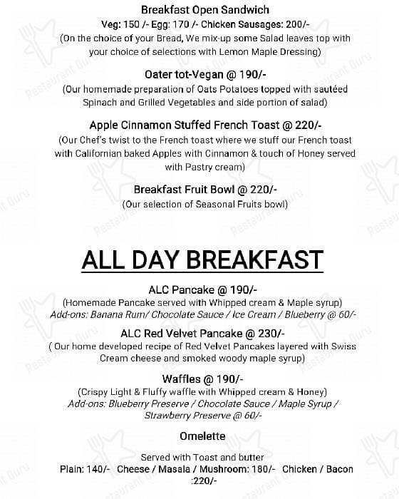 Autumn Leaf Cafe menu