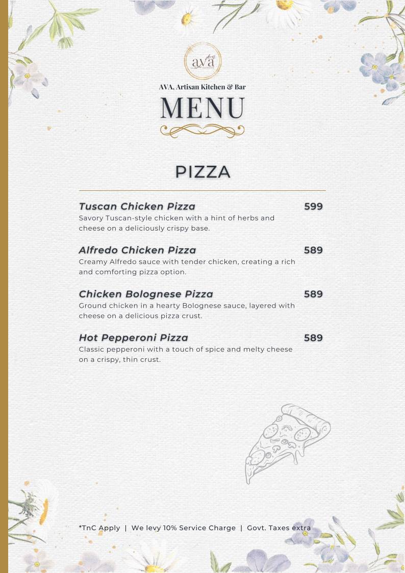 Ava - Artisan Kitchen and Bar menu