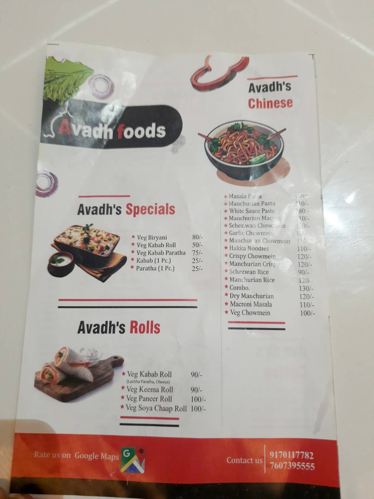 Avadh Foods menu