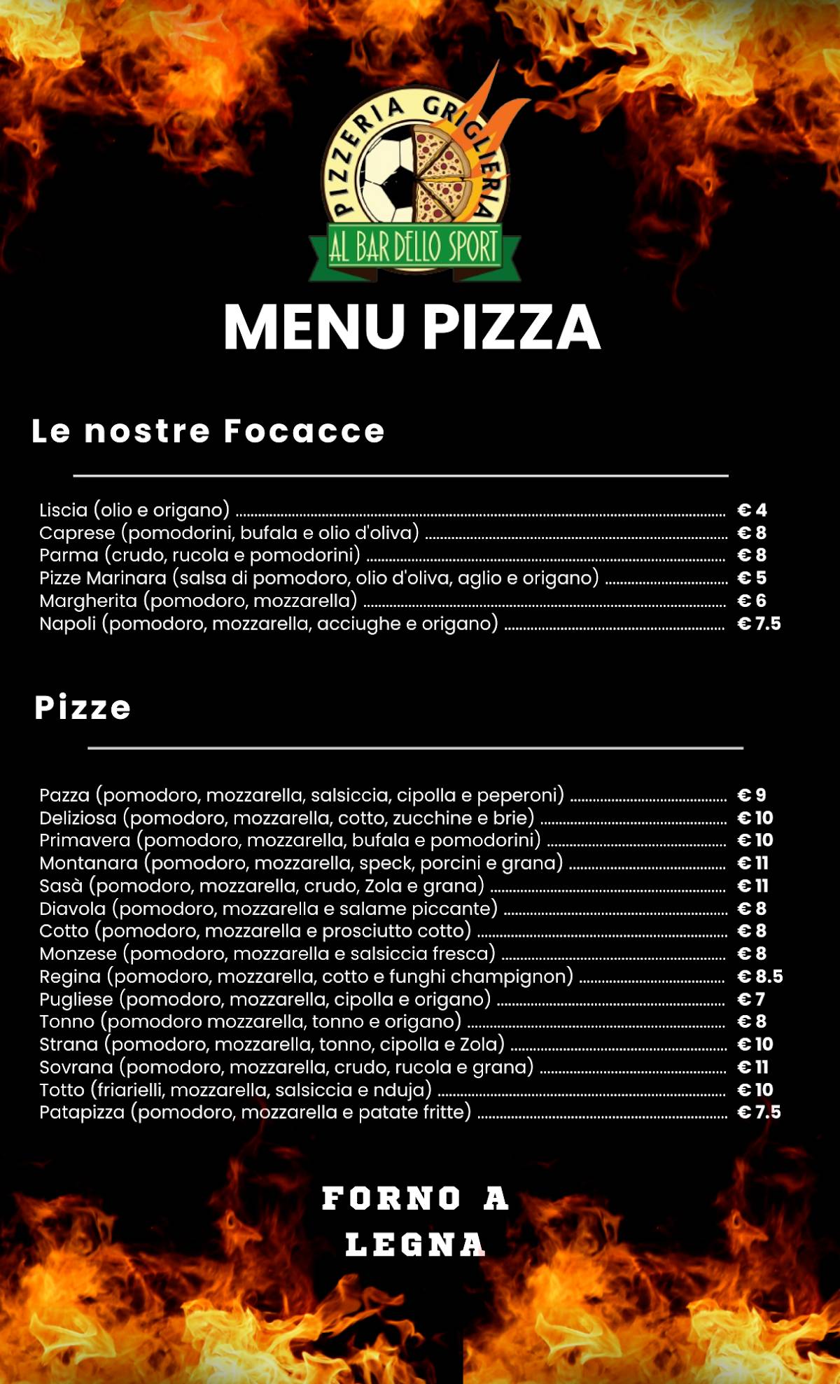 Menu di Al Bar dello Sport 
