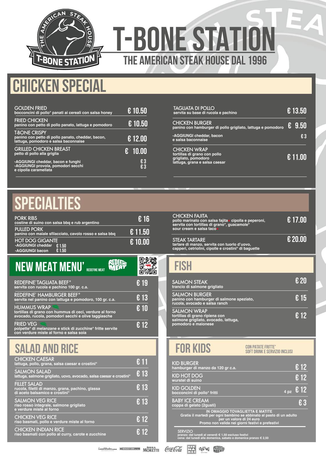 Menu di T-Bone Station - Monteverde 