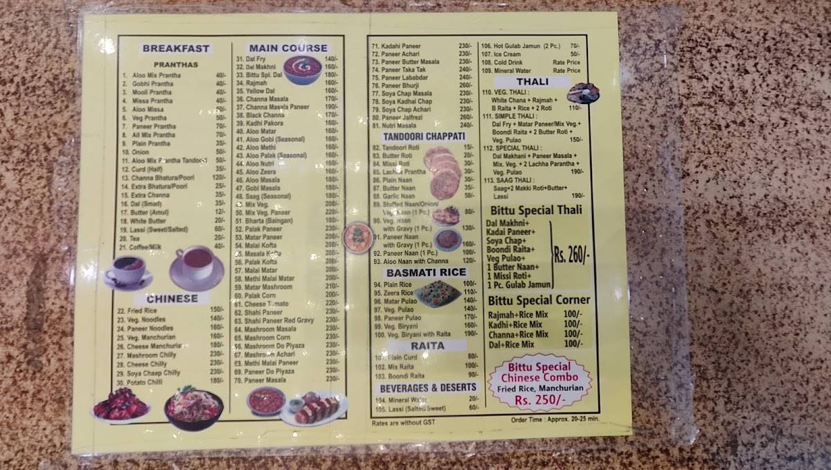 BITTU DA DHABA menu