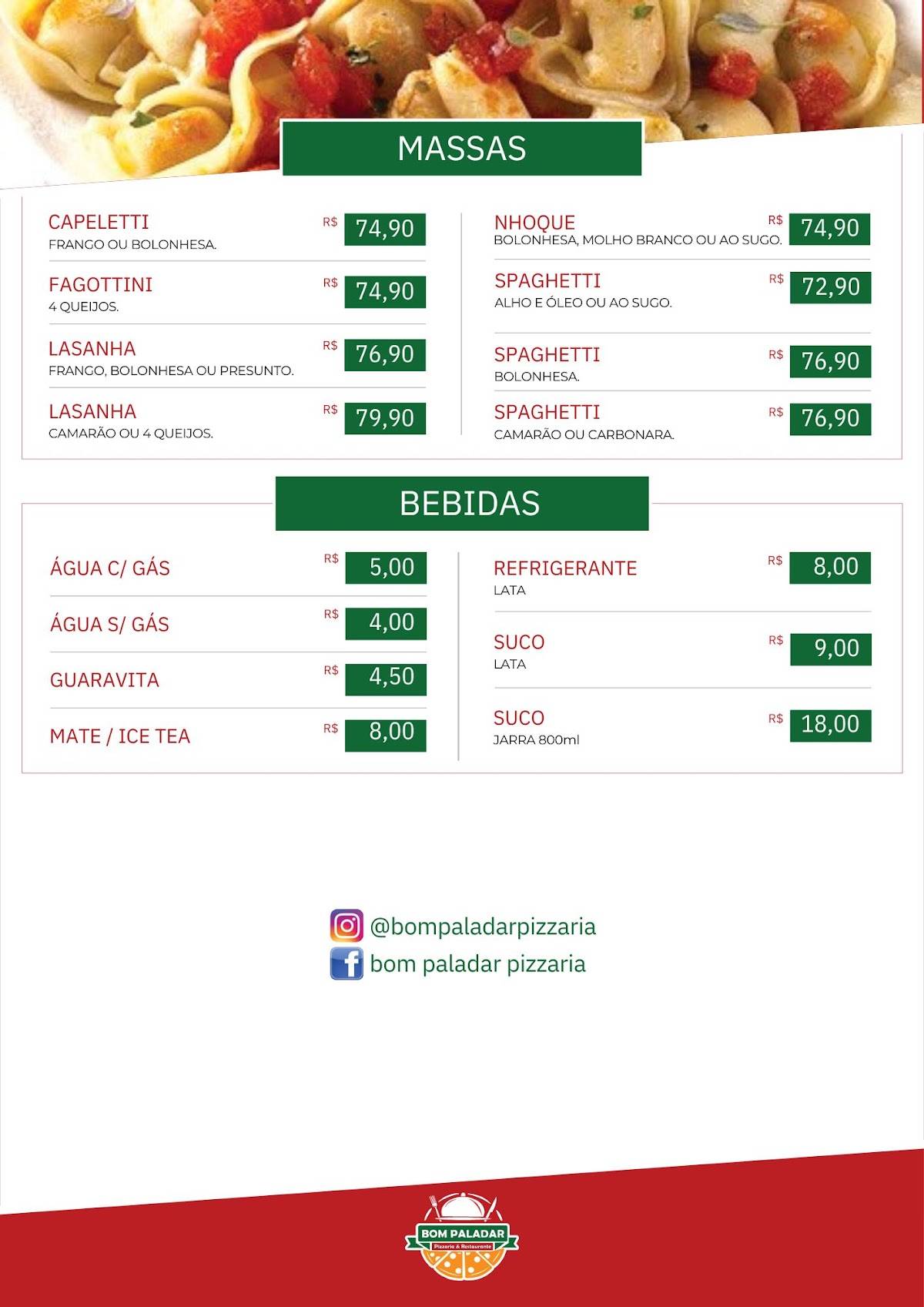 BOM PALADAR - Pizzaria & Restaurante cardápio