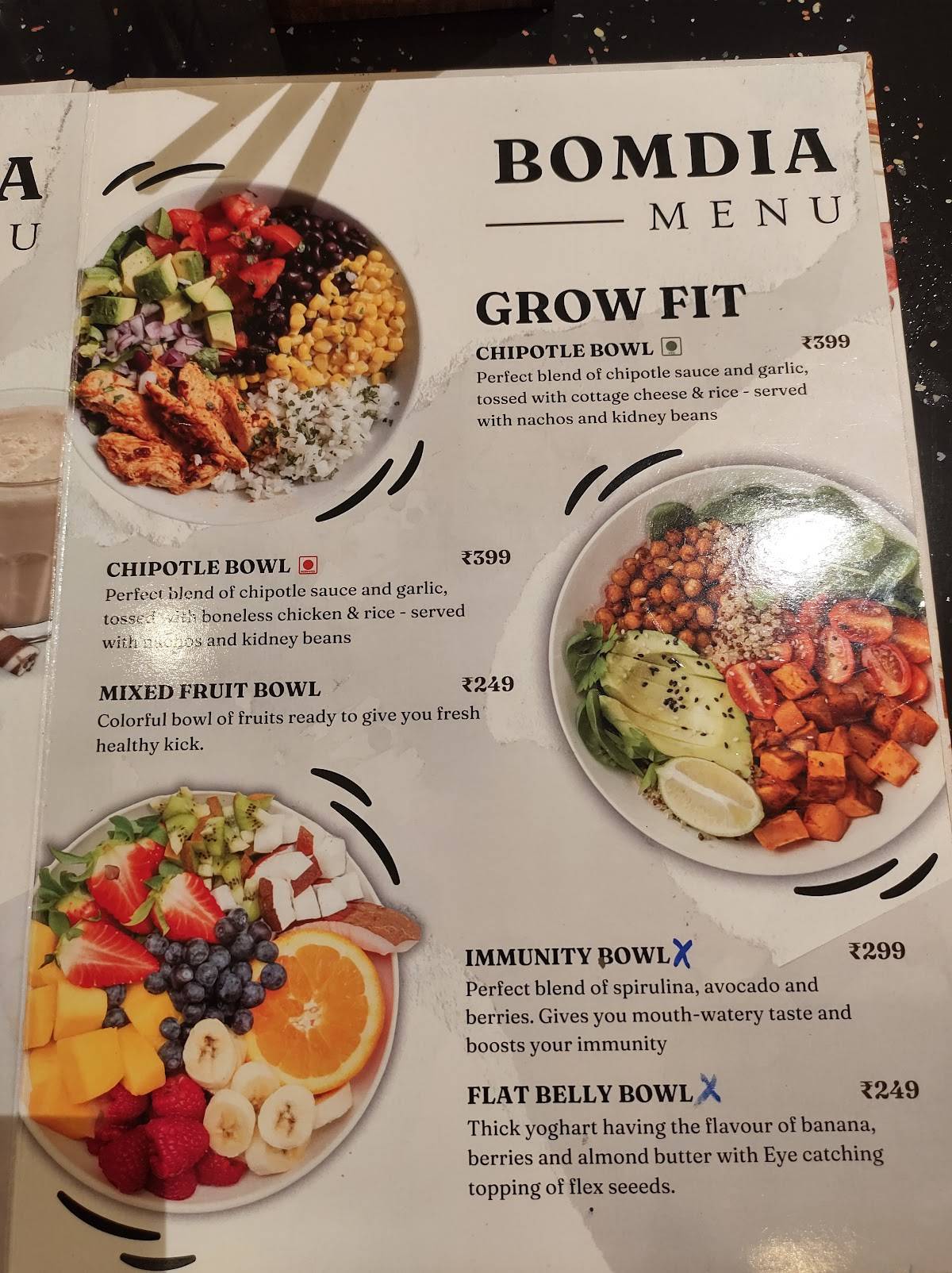 BOMDIA menu