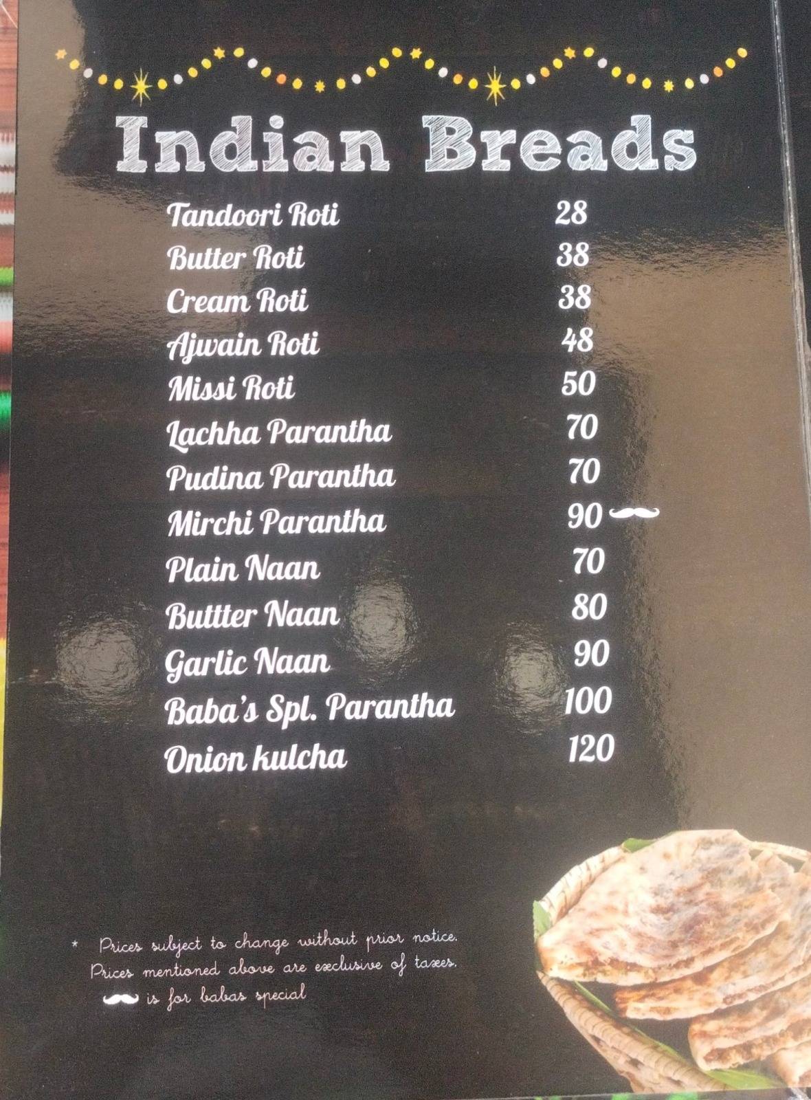 Baba's Veg & Non Veg Restaurant menu
