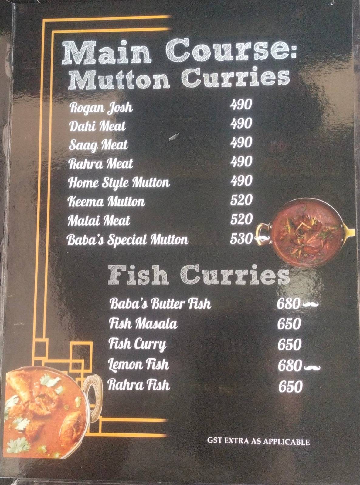 Baba's Veg & Non Veg Restaurant menu