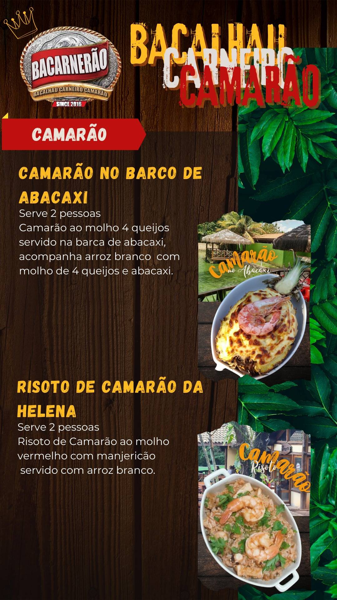 Bacarnerão cardápio