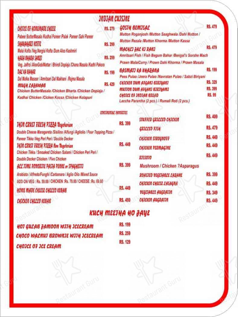Baccara menu