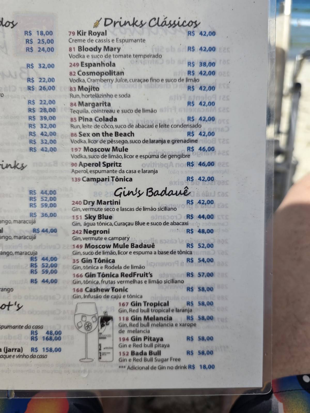Badauê Unidade Maresias cardápio