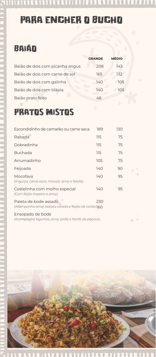 Baião Cozinha Nordestina cardápio