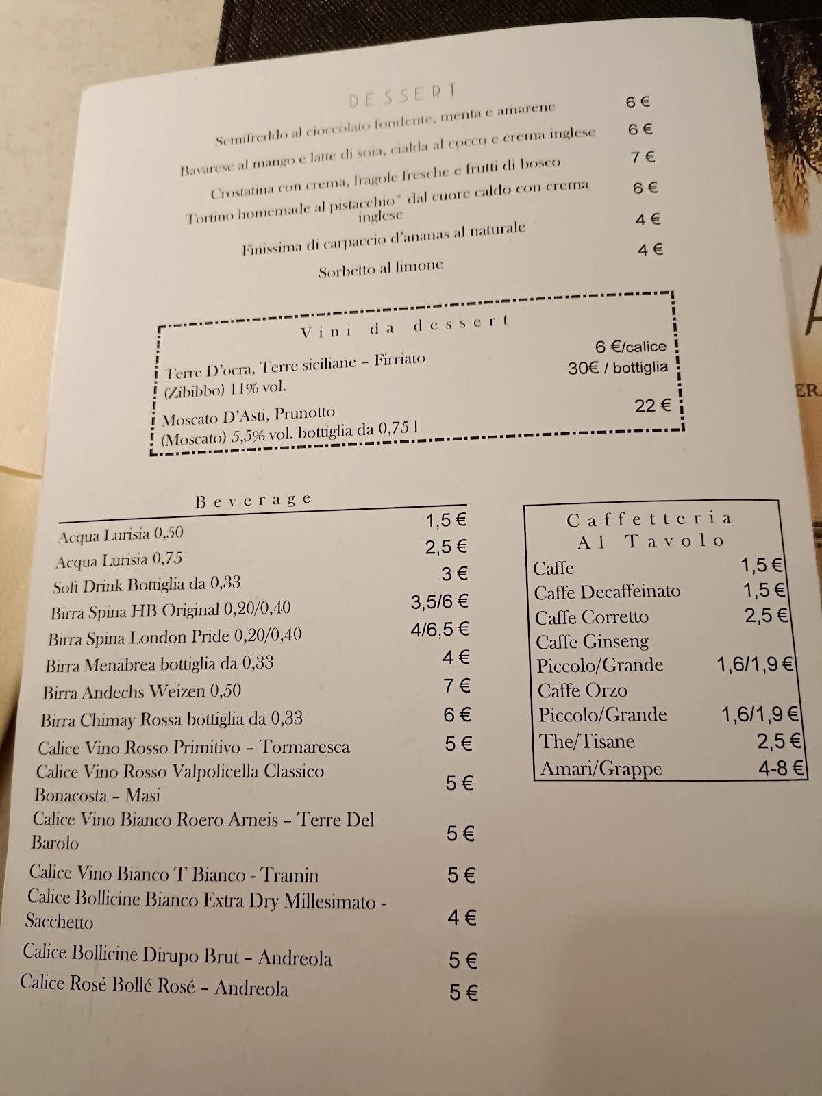 Menu di Baking Italia 