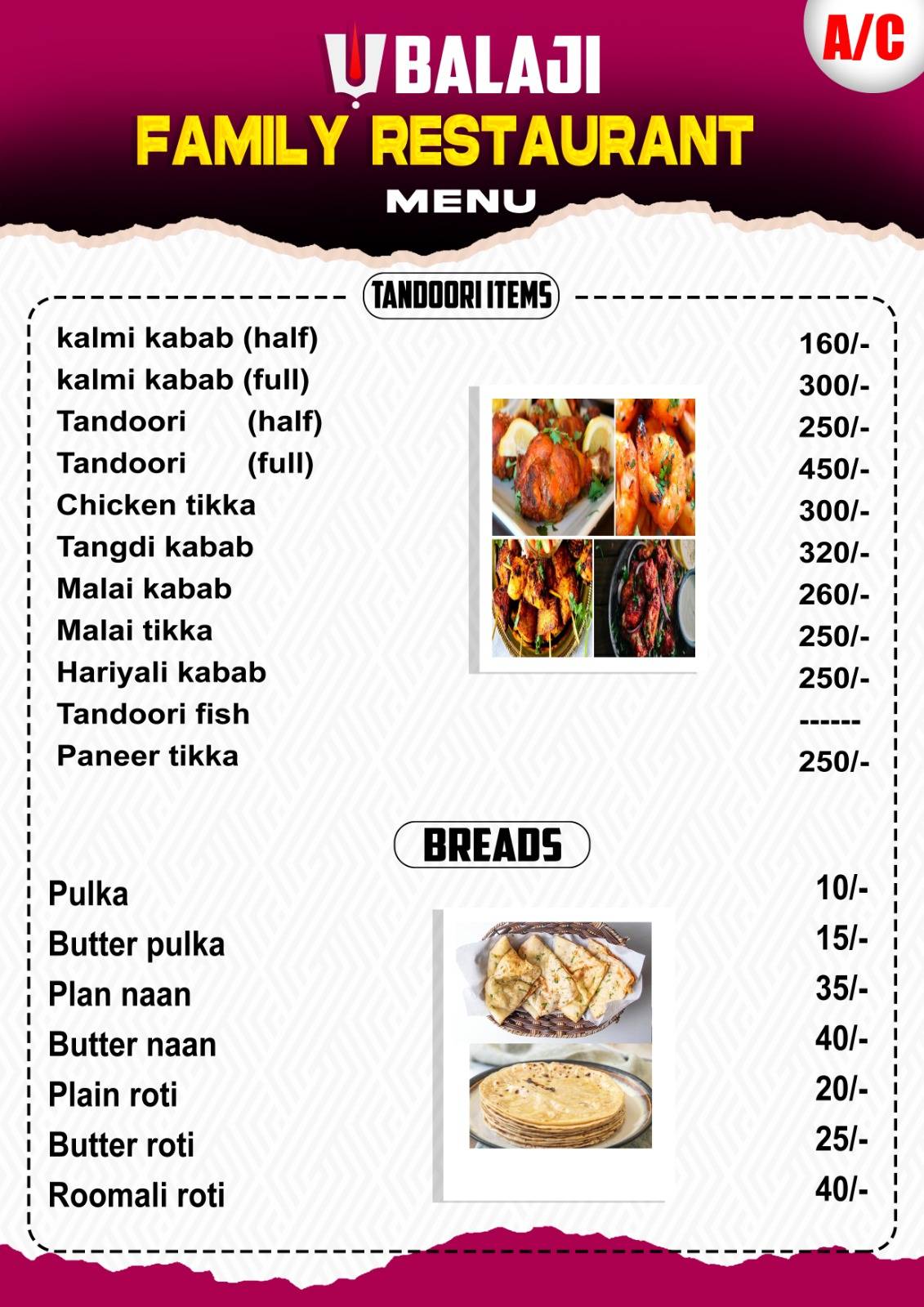 Balaji Family Restaurant (New) menu