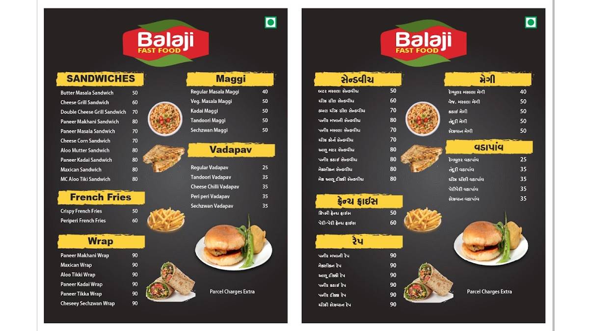 Balaji Fast Food menu
