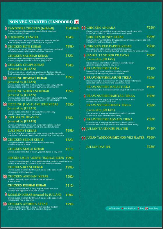 Julian Restaurant menu