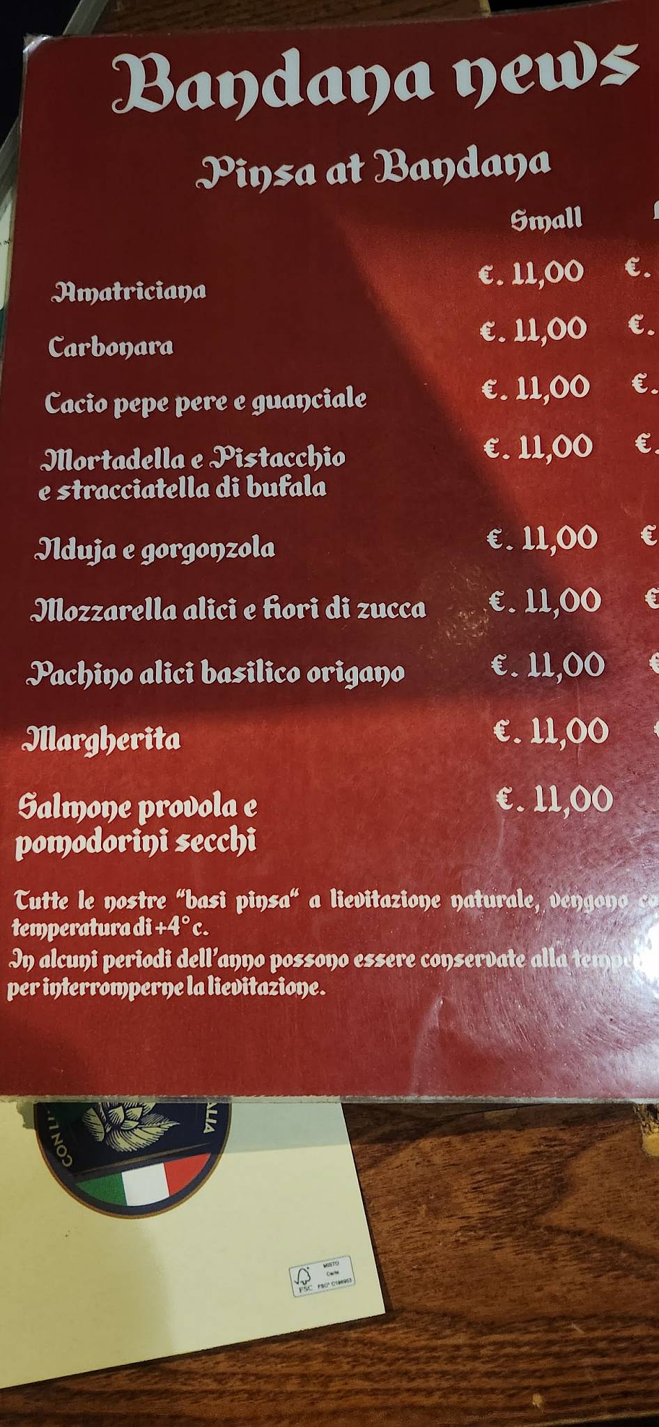 Menu di Bandana Republic 