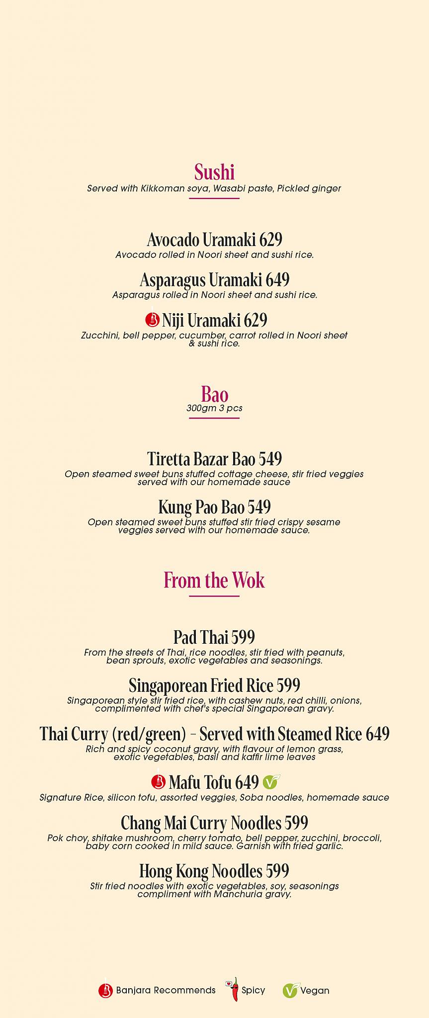 Banjara - Gourmet Dining menu