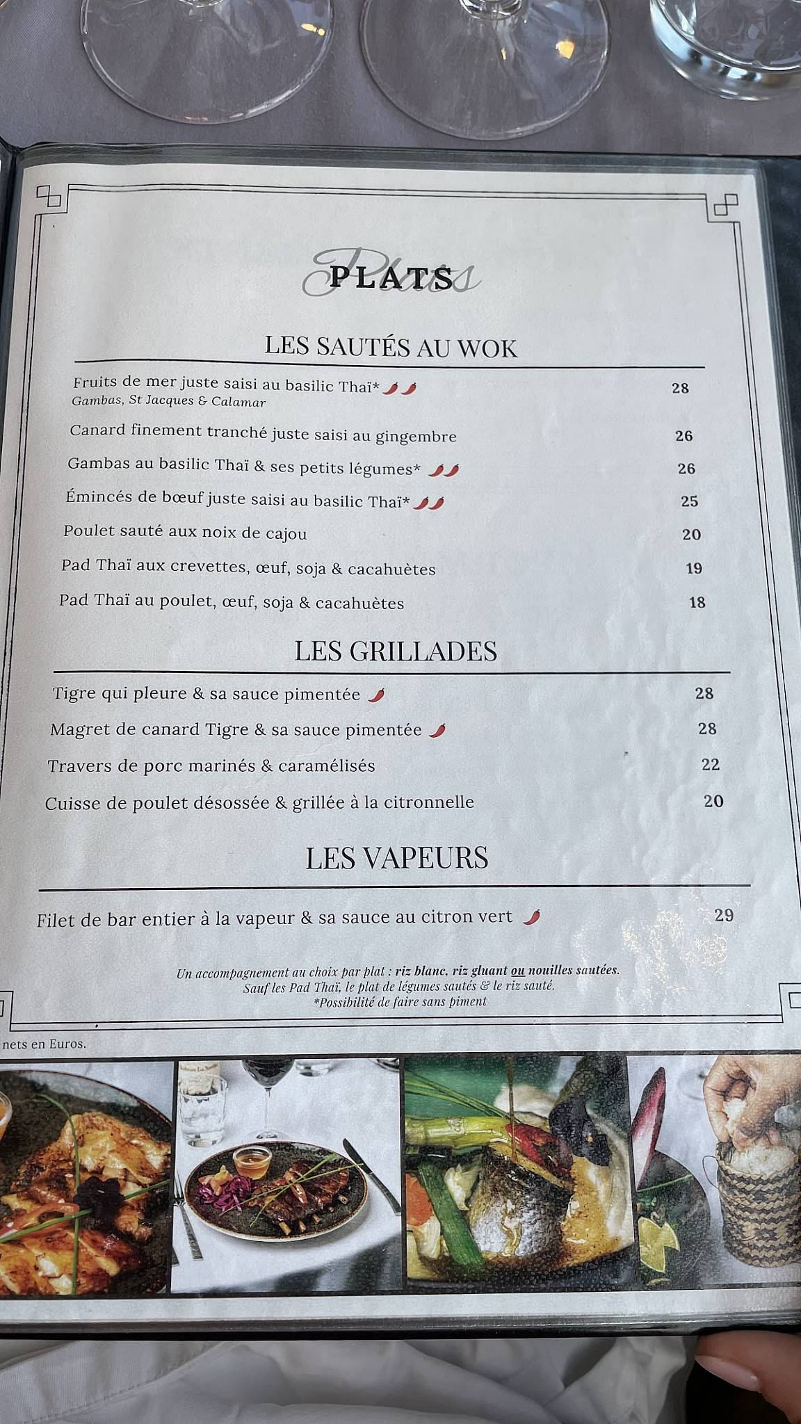 Menu de Banyan Bistronomie Thaï