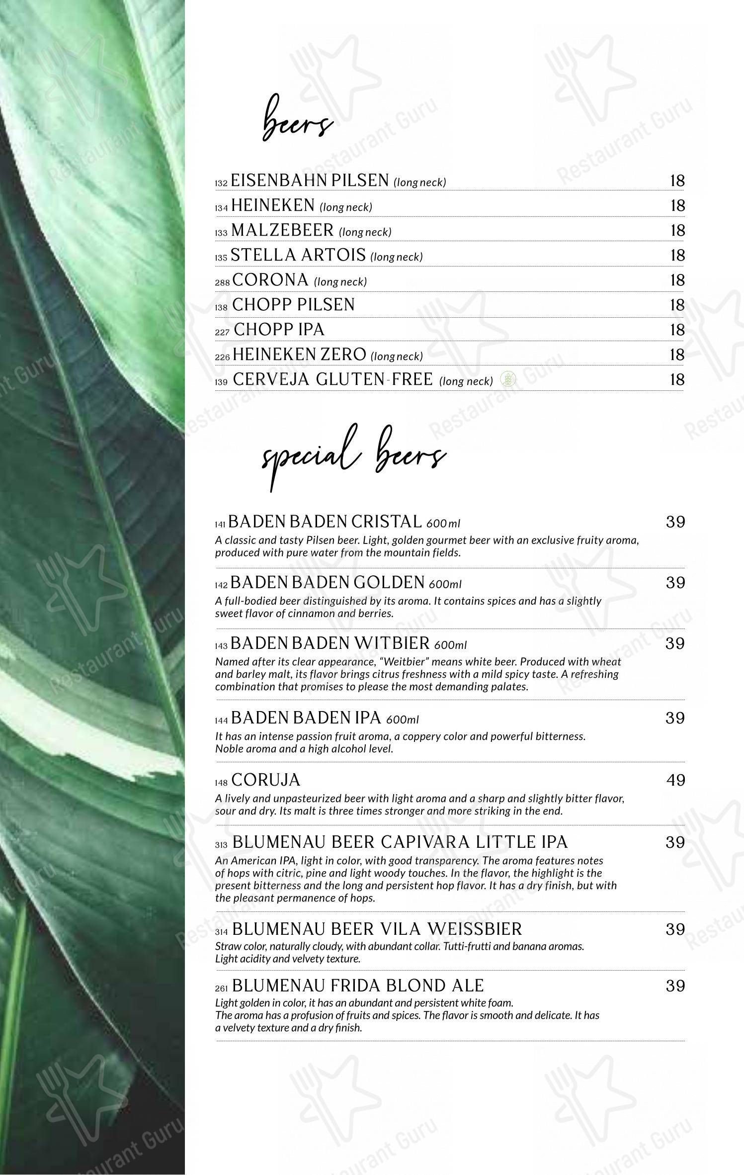 Baobá Bar e Restaurante menu - 菜单