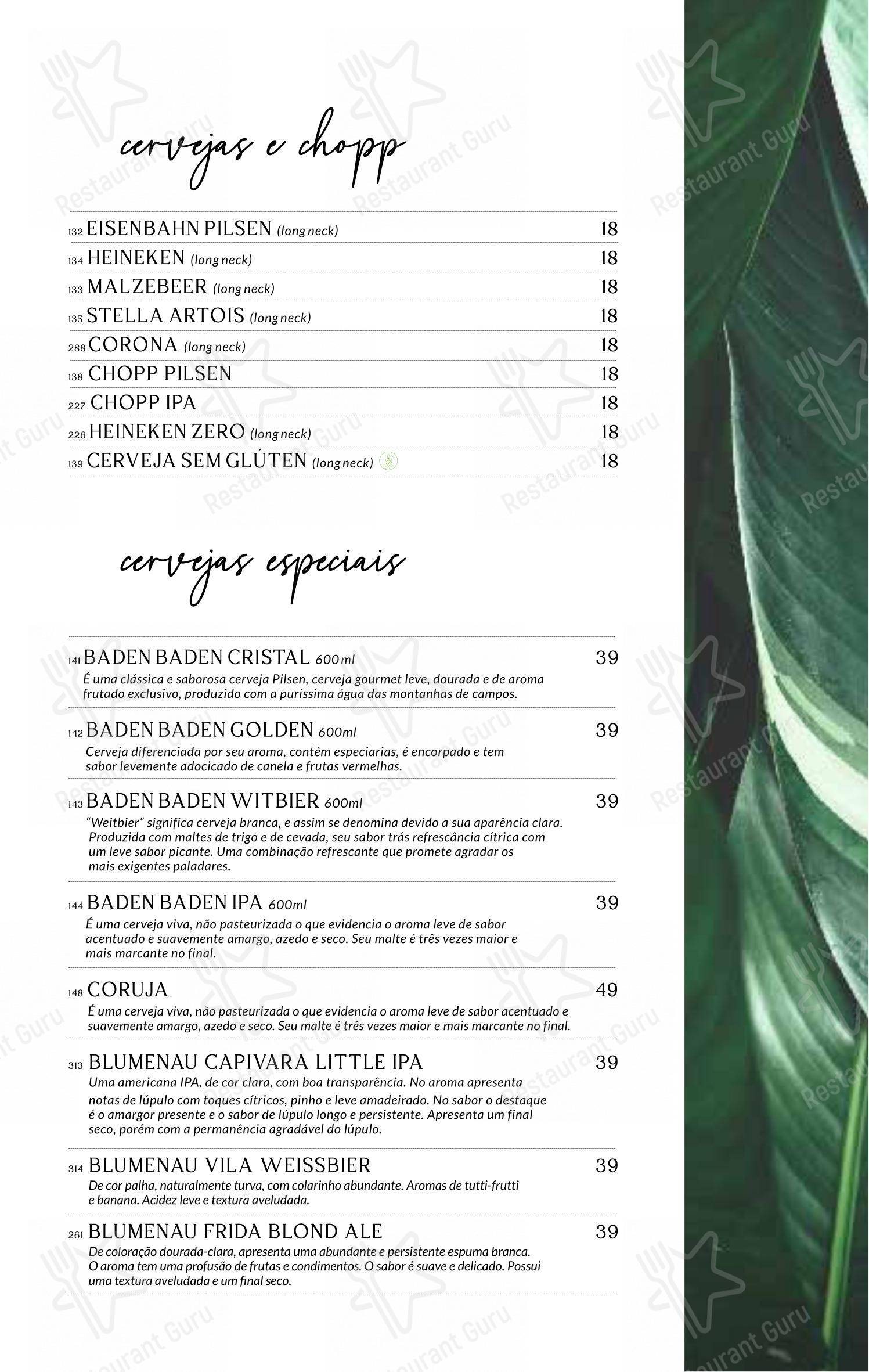 Menu para Baobá Bar e Restaurante em Itajaí